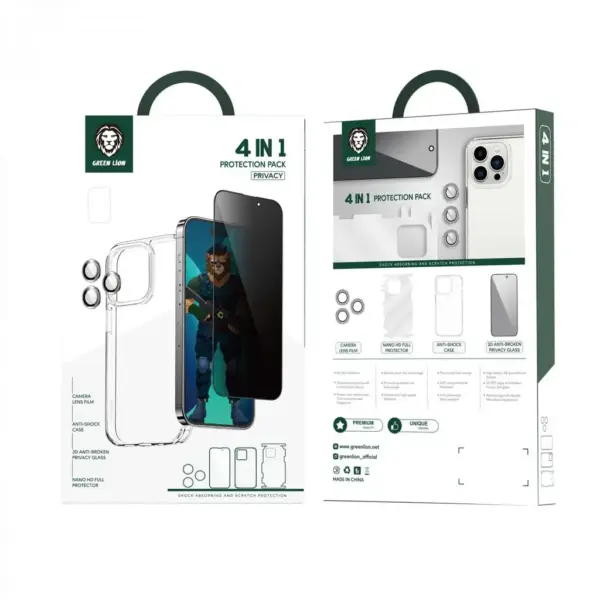 GREEN LION 4 IN 1 PROTACTION PACK FOR IPHONE 14 PRO | BLACK